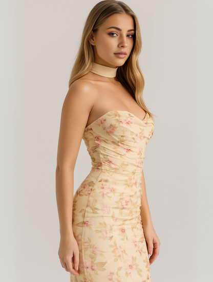 Phyllis | Elegant Strapless Choker Kleid