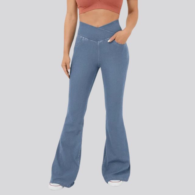 Damen High Waisted Flare Yoga Leggings - Sculpting Stretch