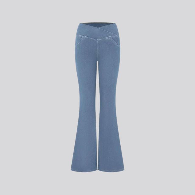 Damen High Waisted Flare Yoga Leggings - Sculpting Stretch