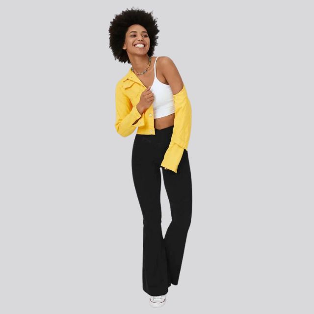 Damen High Waisted Flare Yoga Leggings - Sculpting Stretch