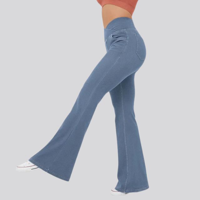 Damen High Waisted Flare Yoga Leggings - Sculpting Stretch