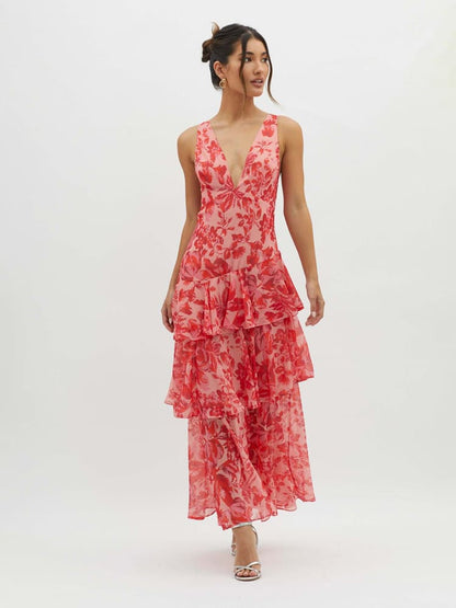 Kay | Strappy Back Floral Maxi Kleid for Spring Elegance