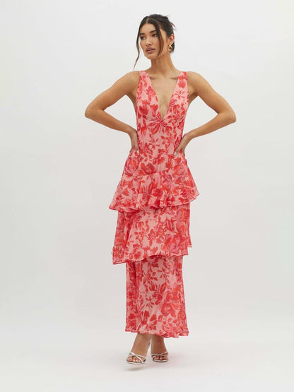 Kay | Strappy Back Floral Maxi Kleid for Spring Elegance