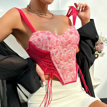 Lily - Pink Corset Top for Damen Elegant Chic
