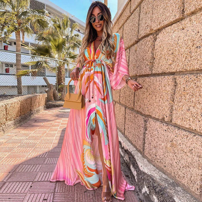 Marilyn | Colorful Maxi Kleid with Graphic Print