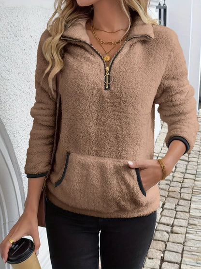 Helen | Damen Half-Zip Fleece Pullover Teddy Jumper