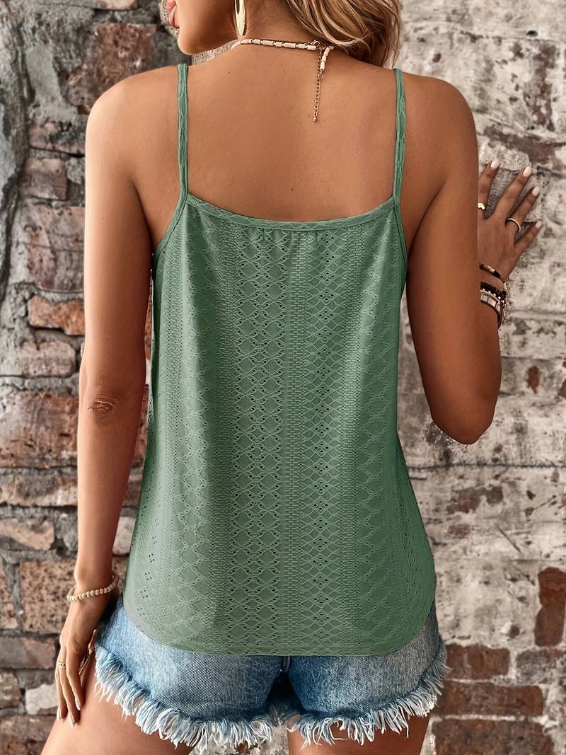 Damen’s V-Neck Lace Summer Top with Spaghetti Straps