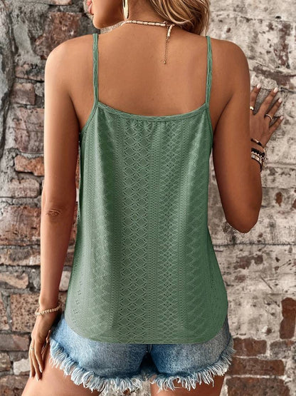 Damen’s V-Neck Lace Summer Top with Spaghetti Straps