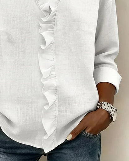 Zara - Ruffled V-Neck Bluse