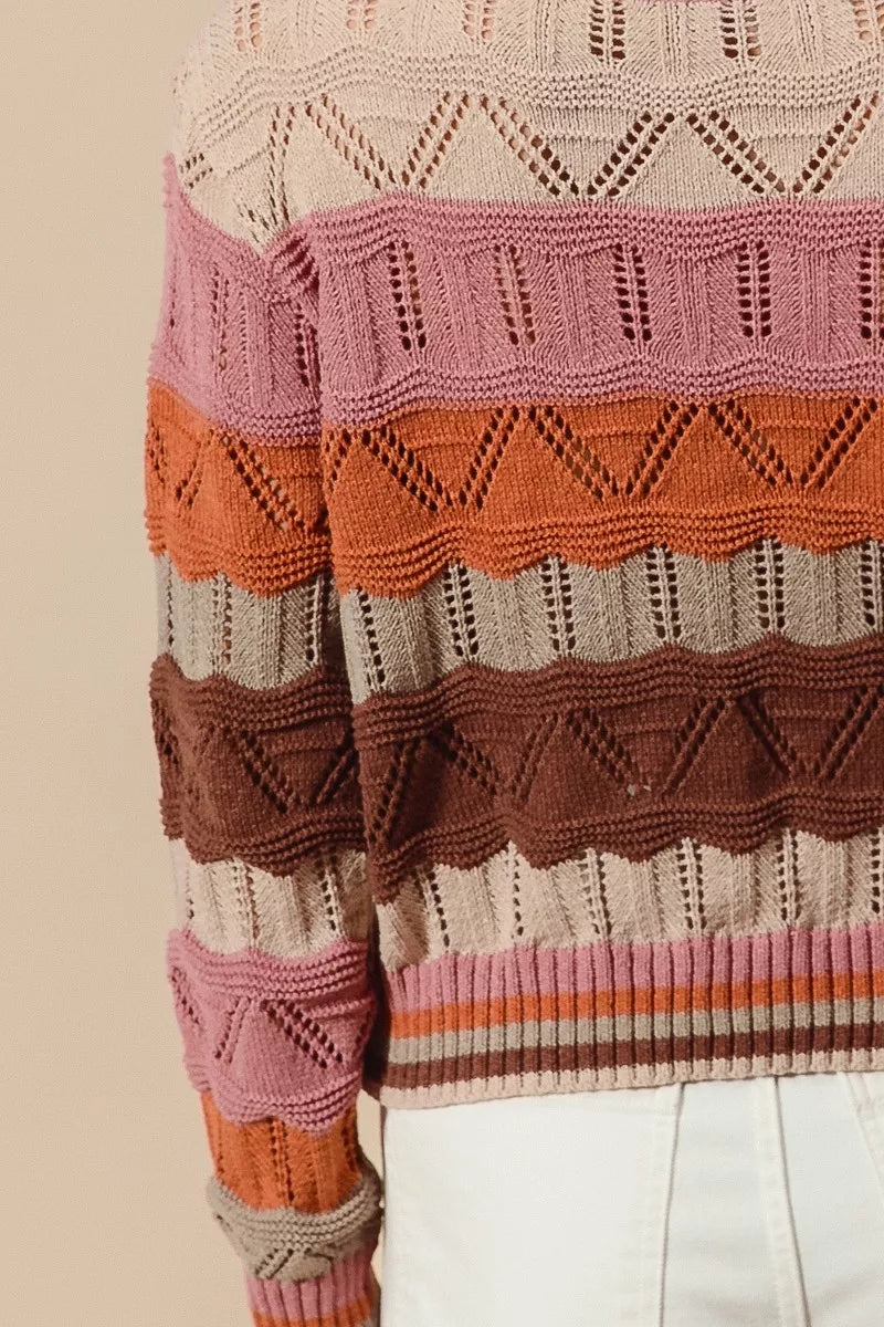 Jamie | Damen Striped Long Knit Sweater