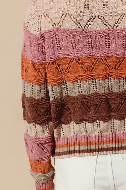 Jamie | Damen Striped Long Knit Sweater