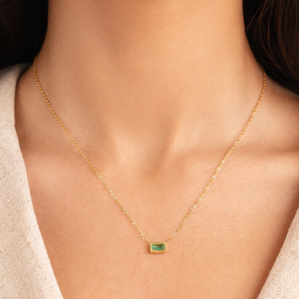 Baguette Birthstone Halskette