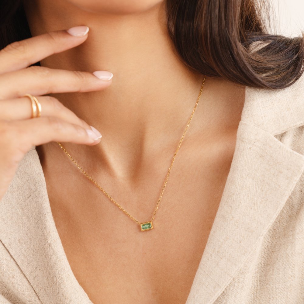 Baguette Birthstone Halskette