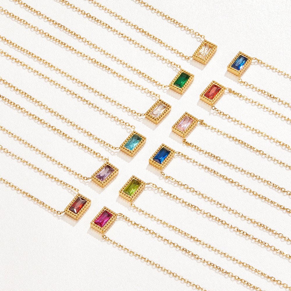 Baguette Birthstone Halskette
