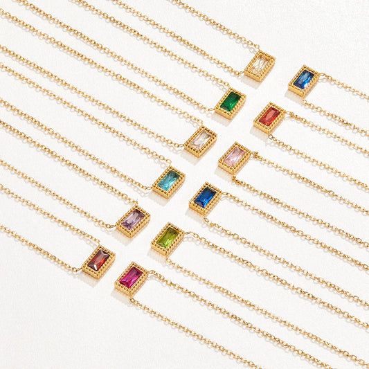 Baguette Birthstone Halskette