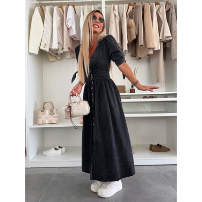 MAELLE™ – Elegant V-Neck Midikleid