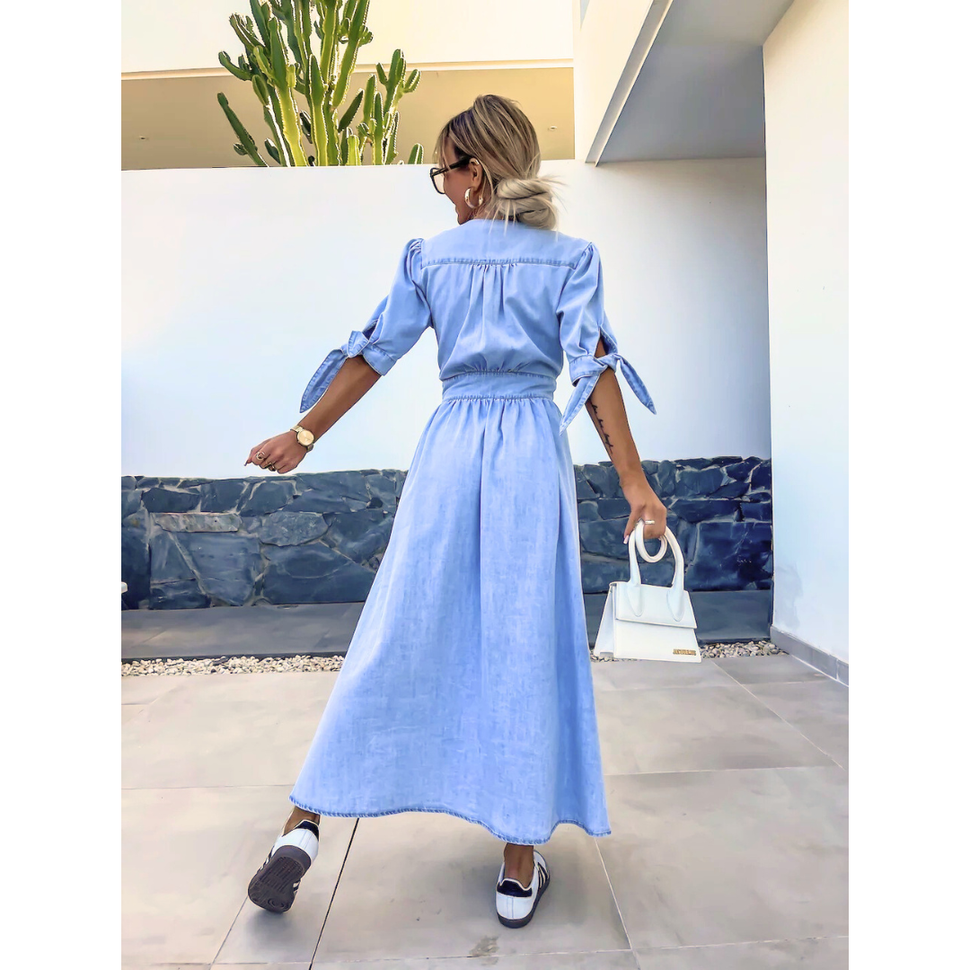 MAELLE™ – Elegant V-Neck Midikleid
