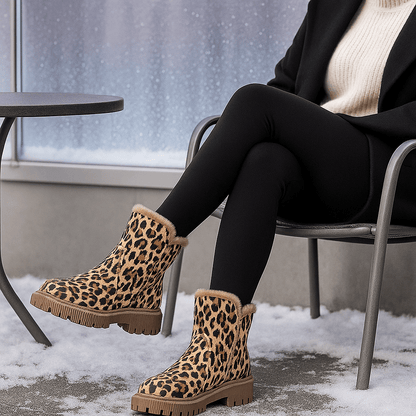 Damen Lion-Print Snow Stiefel - Winter Comfort - Insulated Warmth