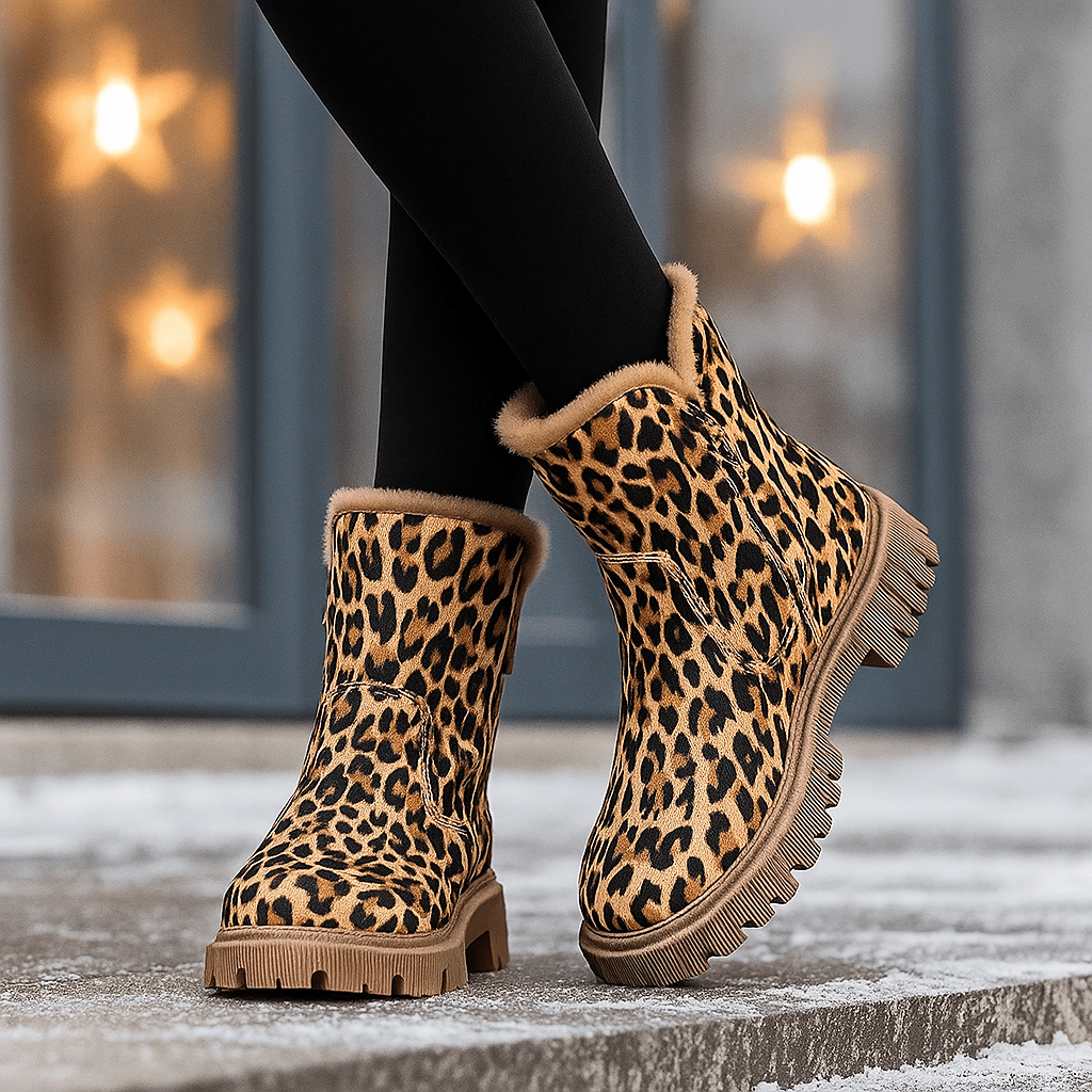 Damen Lion-Print Snow Stiefel - Winter Comfort - Insulated Warmth