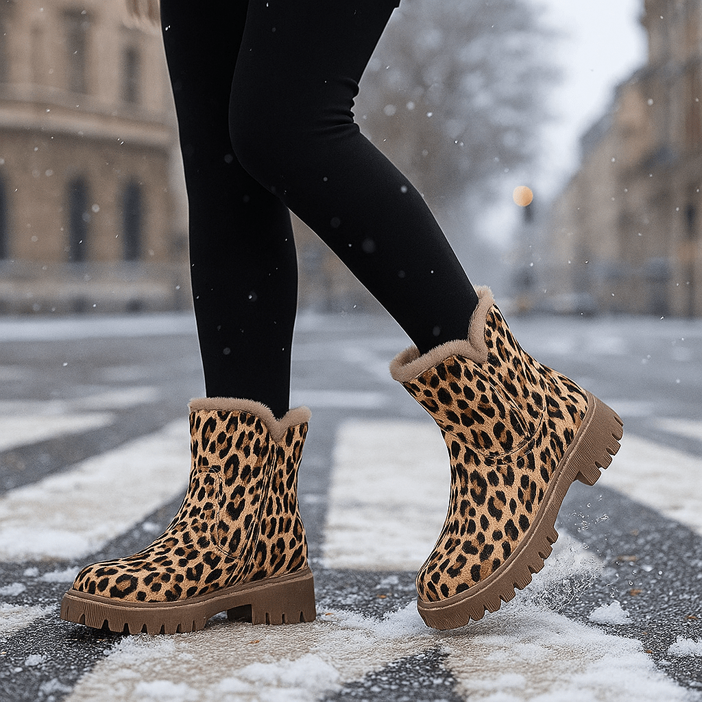 Damen Lion-Print Snow Stiefel - Winter Comfort - Insulated Warmth