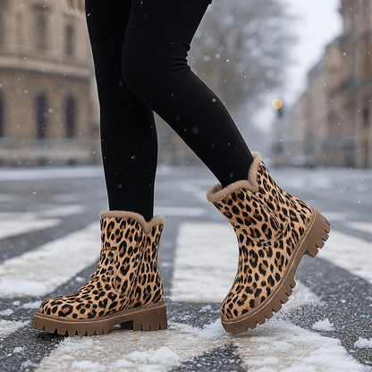 Damen Lion-Print Snow Stiefel - Winter Comfort - Insulated Warmth