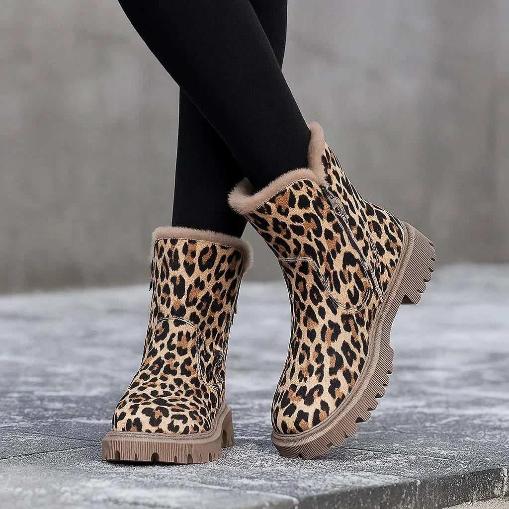 Damen Lion-Print Snow Stiefel - Winter Comfort - Insulated Warmth