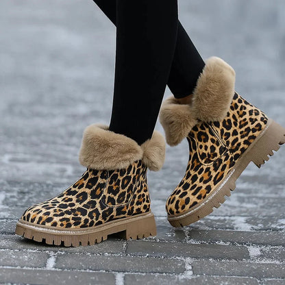 Damen Lion-Print Snow Stiefel - Winter Comfort - Insulated Warmth