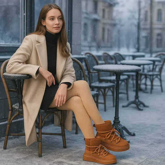 Winter Ankle Stiefel - Lace-Up - Comfort - Safety - Non-Slip