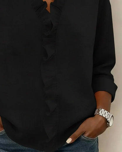 Zara - Ruffled V-Neck Bluse