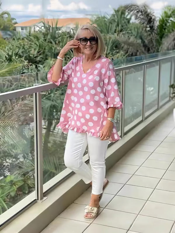 Dulce | Vintage Printed Top with Timeless Elegance for Damen