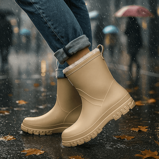 Warm Waterproof Fleece-Lined Damen Winter Wellies - Slip-On