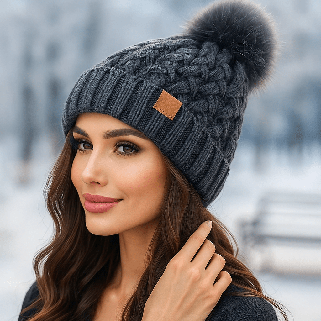 Winter Beanie - Cable Knit - Pom-Pom - Warm