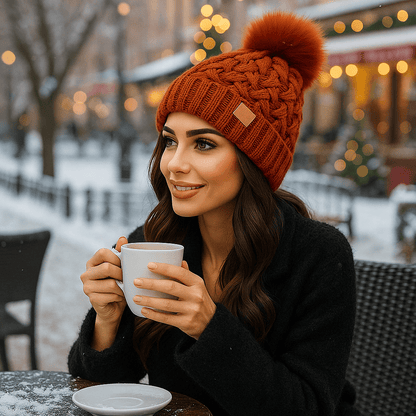 Winter Beanie - Cable Knit - Pom-Pom - Warm