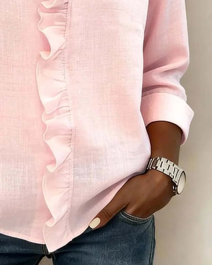 Zara - Ruffled V-Neck Bluse