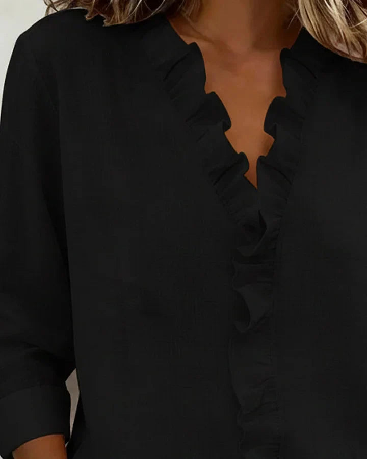 Zara - Ruffled V-Neck Bluse