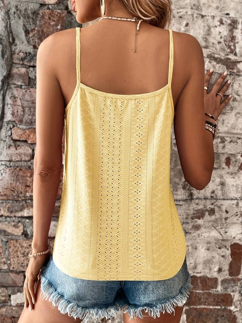 Damen’s V-Neck Lace Summer Top with Spaghetti Straps