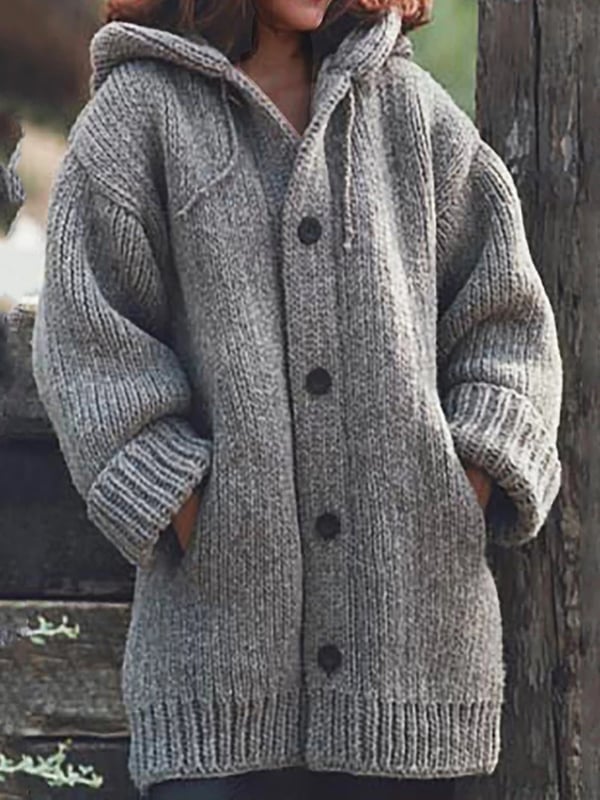 Esme | Damen Hooded Oversized Knit Cardigan