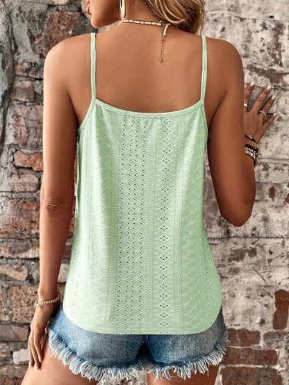 Damen’s V-Neck Lace Summer Top with Spaghetti Straps