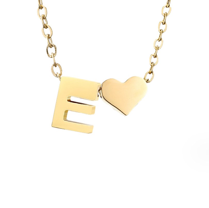 Luna - Gold Heart Letter Halskette