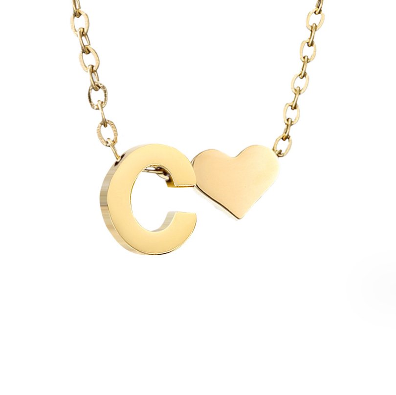 Luna - Gold Heart Letter Halskette