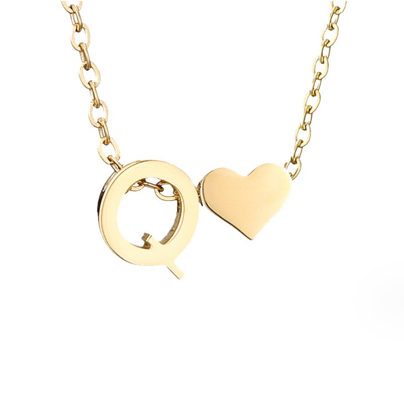 Luna - Gold Heart Letter Halskette