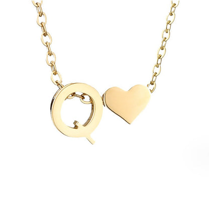 Luna - Gold Heart Letter Halskette