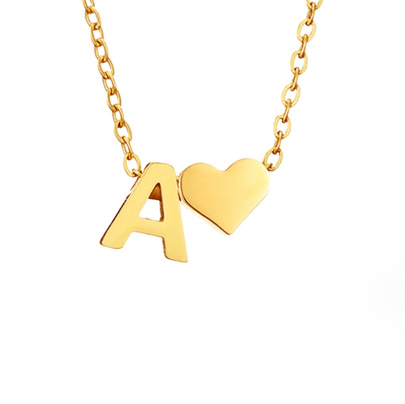 Luna - Gold Heart Letter Halskette