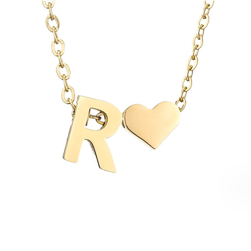 Luna - Gold Heart Letter Halskette