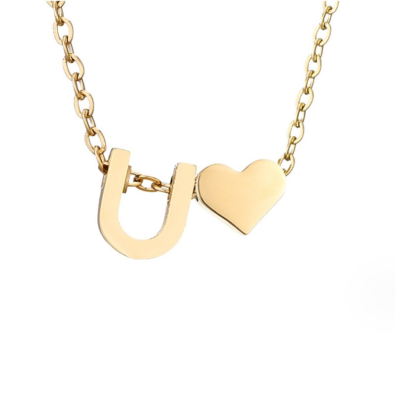 Luna - Gold Heart Letter Halskette