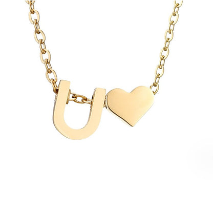 Luna - Gold Heart Letter Halskette