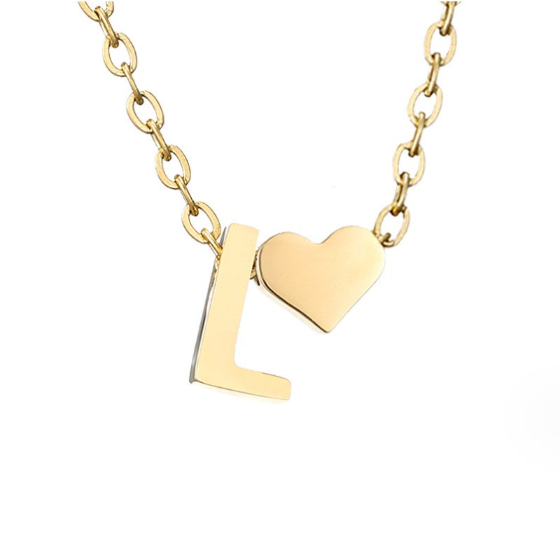 Luna - Gold Heart Letter Halskette