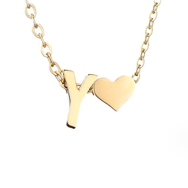 Luna - Gold Heart Letter Halskette
