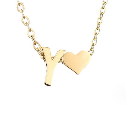 Luna - Gold Heart Letter Halskette