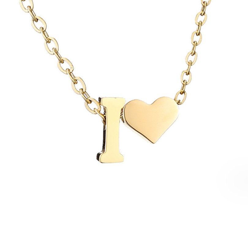 Luna - Gold Heart Letter Halskette